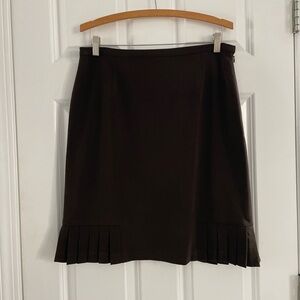 Apt 9 Pencil Skirt 10 Brown Pleated Hemline Academia Office Siren Stretch